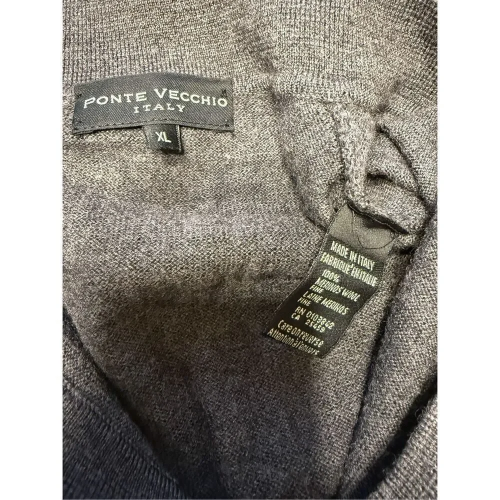 PONTE VECCHIO Italy Men's Pullover Sweater Size XLarge Gray Merino Wool - Picture 4 of 6